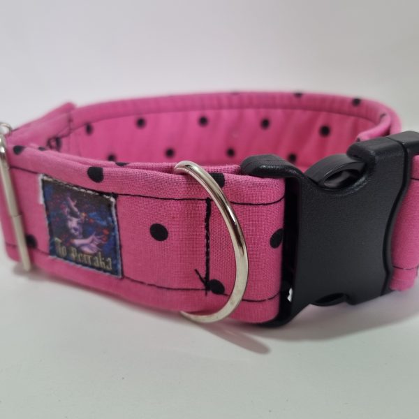 Collar de perro lunares rosa