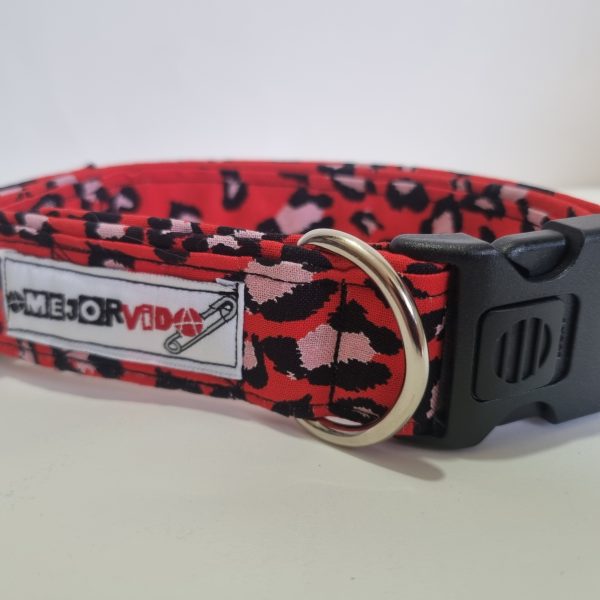 Foto del collar de perro leopardo rojo